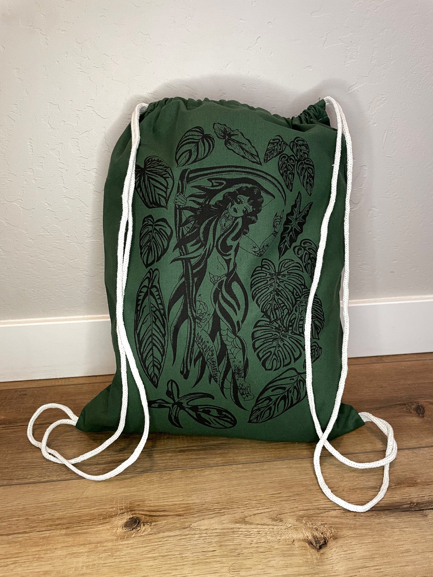 Canvas Drawstring Bag Green Reaper Pinup