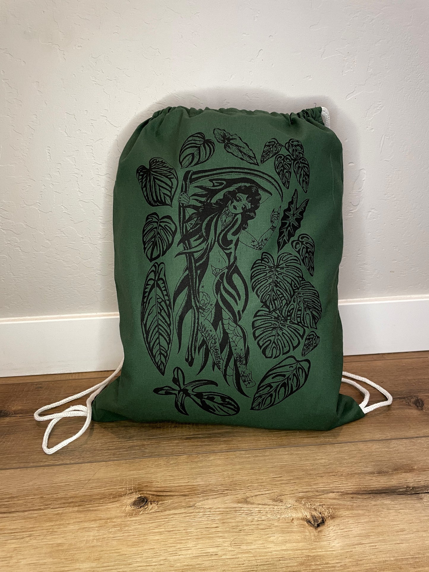 Canvas Drawstring Bag Green Reaper Pinup